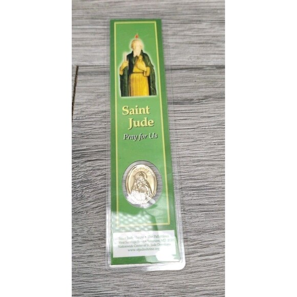 Vintage Saint Jude Pray For Us Medal Bookmark - Picture 1 of 3
